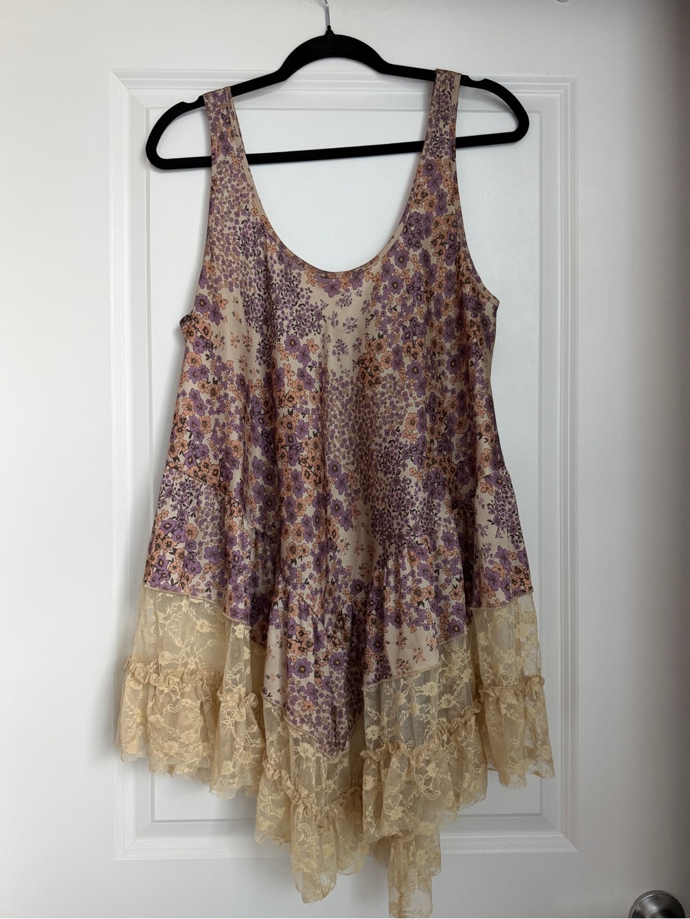 Free People Young and In Love Mini Slip Floral Lace Boho Tunic Dress